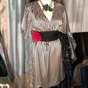 Judith March vintage inspired Dress. Size Medium Taupe and black stripe.